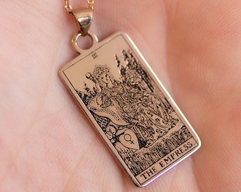De Keizerin Tarot Kaart Ketting, Zilveren Orakel Kaart Pentant, Gouden Dierenriem Tarot Accessoire, Moderne Tarot Kaart Halloween Gift, Tarot Sieraden