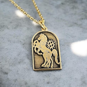 14k Gold Sleipnir Necklace, Silver Odin&#39;s Horse Pendant, Warrior Jewelry, Vikings Chain, Norse Charm, Birthday Gift, Gift for Him and Her