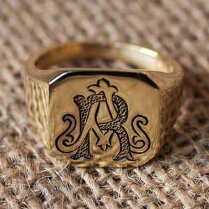 Anillo de sello de oro-anillo de compromiso personalizado-anillo de hombre grabado-anillo de sello-anillo de monograma-joyería personalizada-anillo de sello-joyería de monograma