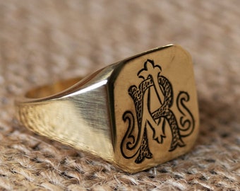 Signet Ring-Personalized Signet Ring-Initial Signet Ring-Monogram Ring-Personalized Jewelry-Gold Signet Ring-Monogram Jewelry-Bridesmaid