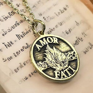 14k Gold Amor Fati Necklace, Silver Love of Destiny Pendant, Stoic Jewelry, Memento Mori Charm, Birthday Chain, Gift for Him, Gift for Her