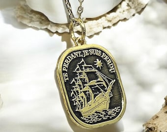 14k Gold Sailing Boat Necklace, Silver North Star Pendant, If I lose you I am lost, Lover Jewelry, Romantic Gift for Him/Her, Birthday Gift