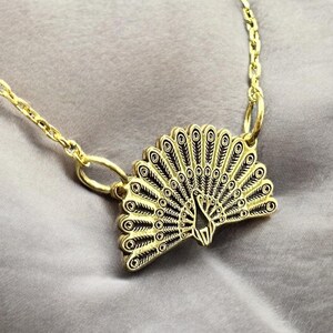 14k Gold Peacock Necklace, Silver Bird Pendant, Power Jewelry, Peafowl Chain, Animal Charm, Unique Birthday Gift, Gift for Her, Gift for Him