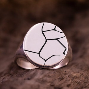 Kintsugi Ring, Japanese Crack Signet Ring Women, Broken Pottery Pinky Ring Man, Japanese art of Kintsugi Jewelry, Gift For Her, Gift For Him