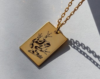 Frog Necklace, Dainty Animal Engraved Necklace, Amphibian Frog Pendant, Gold Tree Frog Jewelry, Silver Frog Charm, Rose Animal Gift for Her
