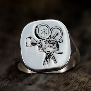 Fotokamera Ring, Silber Fotograf Ring, Minimalistischer Ring, Bester Freund Schmuck, Ring für Männer, Erinnerungsgeschenk, Geschenk für ihn, Geschenk für sie