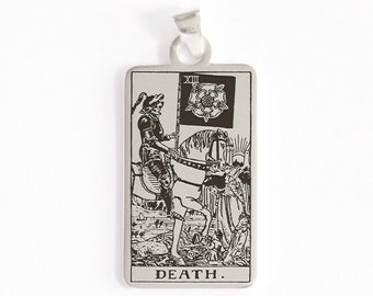 Dood Tarot Kaart Ketting, Zilveren Orakel Kaart Pentant, Gouden Dierenriem Tarot Accessoire, Moderne Tarot Kaart Halloween Gift, Tarot Sieraden