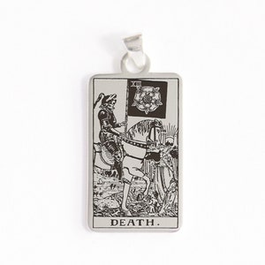 Collier de cartes de tarot de la mort, pentant de carte oracle en argent, accessoire de tarot du zodiaque en or, cadeau d’Halloween de carte de tarot moderne, bijoux de tarot