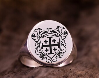 Jerusalem Cross Ring - Christian Eastern Orthodox Cross Signet Ring - Religious Pinky Ring Man - Orthodox Ring Women - Baptism Jewelry Gift