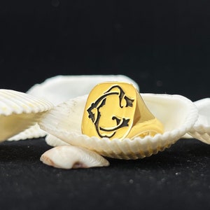 Custom Monogram Silver Signet Ring, Promise Ring For Him, Signet Ring Women, Personalized Initial Engraved Ring, Gold Filled Letter Men Ring