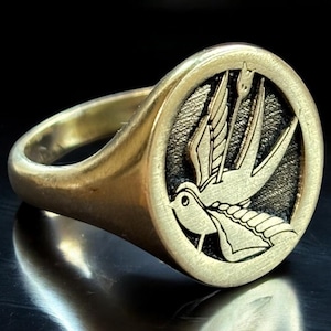 Zwaluwring, pijlschot zegelring vrouw, vogel pink ring mannen, dierensieraden, symbool vrijheidscadeau voor hem, natuur verjaardagscadeau voor haar