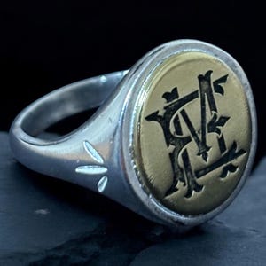 Anillo de sello - Anillo vintage - Anillo de sello personalizado - Anillo de sello con inicial - Anillo con monograma - Joyería personalizada - Anillo de latón único - Joyería con monograma