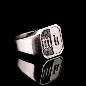 Anillo de sello-Anillo de compromiso personalizado-Anillo de hombre grabado-Anillo de sello de oro-Anillo de monograma-Joyería personalizada-Regalo para papá, mamá, novio
