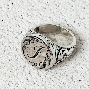 Anillos iniciales personalizados para hombres, anillo de promesa para él, anillo para novio, anillo grabado de letra de monograma personalizado, joyería para motociclistas
