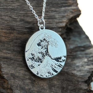 14k Gold Great Wave Off Kanagawa Necklace, Hokusai Pendant, Oki Nami Ura Jewelry, Sea Wave Chain, Birthday Charm, Gift for Him, Gift for Her