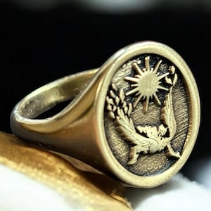 Ikarus Ring, Gefallener Engel Siegelring Frau, Griechischer Mythologie Schmuck, Mystisch Pinky Ring Männer, Geburtstag Sonne Geschenk für Ihn, Flügel Geschenk für Sie