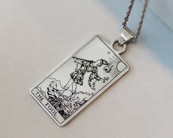 De Dwaas Tarot Kaart Ketting, Zilveren Orakel Kaart Pentant, Gouden Dierenriem Tarot Accessoires, Moderne Tarot Kaart Halloween Geschenken, Tarot Sieraden