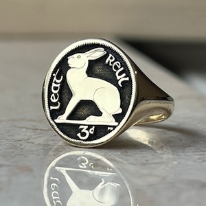 IRLAND kaninring, irländsk kaninmyntsignetring för kvinnor, keltisk Irlandhare lillfingring för man, irländska lyckasmycken, present till honom, present till henne