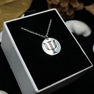 Psychology Pendant, Psi Symbol Necklace, Sterling Silver Psychiatrist Necklace, Graduation Necklace, Psychologist Gift, Psychology Psi Gift