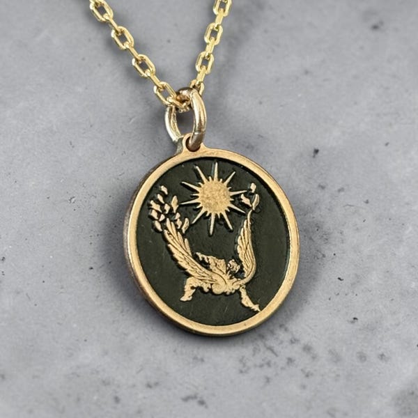14k Gold Icarus Necklace, Silver Fallen Angel Pendant, Greek Mythology Sun Jewelry, Mystical Wing Chain, Birthday Gift for Her, Gift for Him