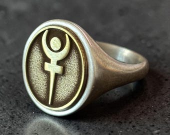 Hades Sigil Signet Ring – Greek Mythology Pinky Ring Jewelry