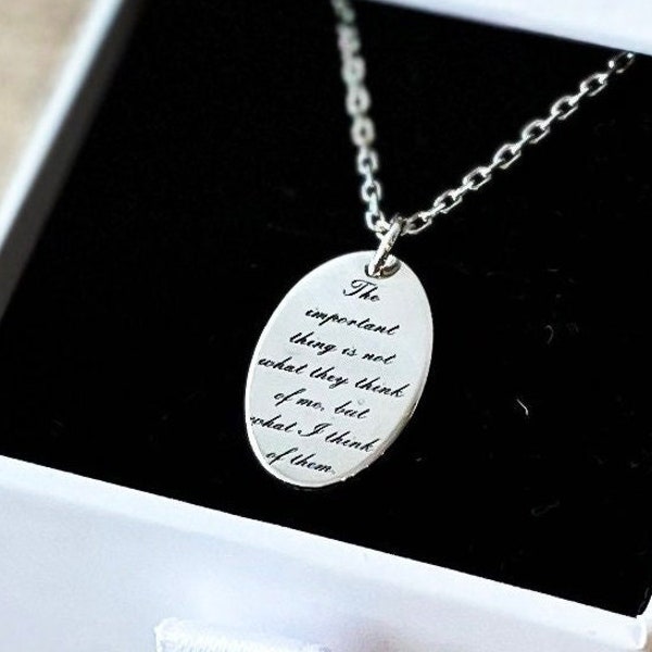 Custom Quote Necklace, Killing Eve Necklace, Quote Engraved Pendant, Personalized Quote Pendant, Villanelle’s Necklace from Killing Eve