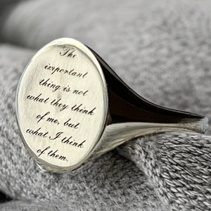 Custom Quote Ring, Killing Eve Signet Ring, Quote Engraved Ring, Personalized Cursive Quote Jewelry, Villanelle’s Ring from Killing Eve