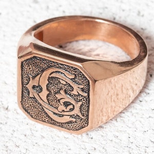 Anillo de sello de plata con monograma personalizado, anillo de promesa para él, anillo de sello para mujer, anillo grabado inicial personalizado, anillo de hombre con letra llena de oro