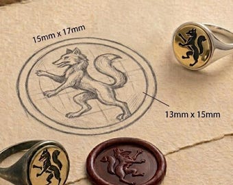 Fox Signet Ring — Silver Vixen Family Crest Pinky Ring, Animal Jewelry