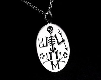 Memento Mori - Amor Fati Silver Neckace, Personalized Memento Mori Pendant, Dainty Amor Fati Jewelry, Skull Pendant, Stoic Silver Necklace