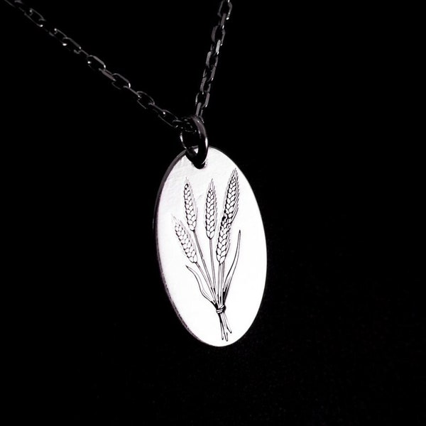 Wheat Necklace Women, Personalized Wheat Leaves Pendant Men, Wildflower Chain, Minimalist Jewelry, Wheat Ears Necklace, Laurel Ears Pendant