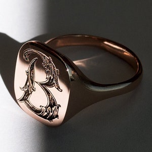 Gold Siegelring-Personalisierte Verlobungsring-Gold Siegelring-gravierte Männer Ring-Siegelring-Monogramm Ring-personalisierter Schmuck-Siegelring-Monogramm Schmuck