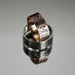 Gold Band Ring-Western Ring-Personalisierter Verlobungsring-Gravierter MännerRing-Monogramm Ring-Personalisierter Schmuck-Frauen Monogramm Schmuck