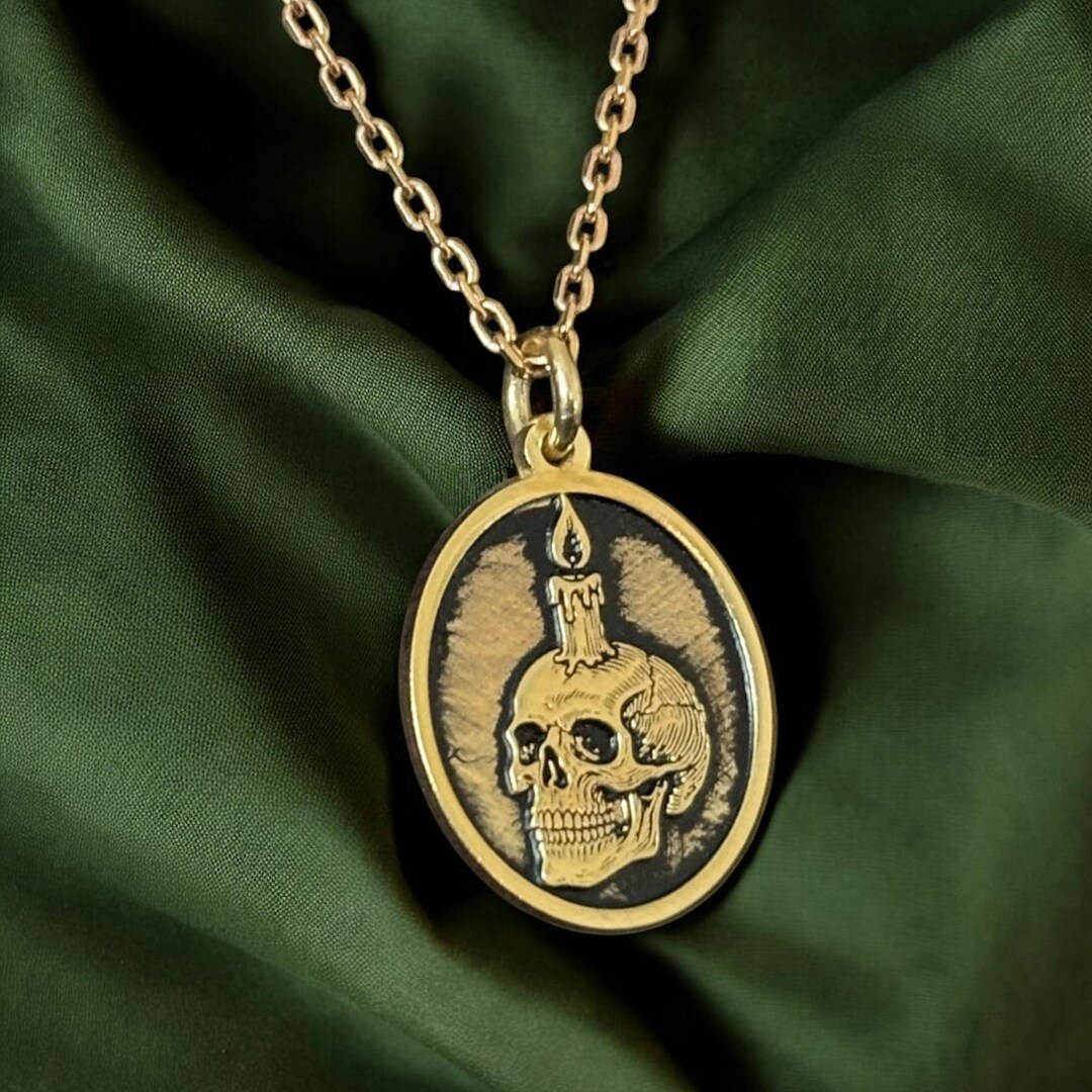 Skull Candle Necklace – Silver Memento Mori Pendant Jewelry With Gothic ...