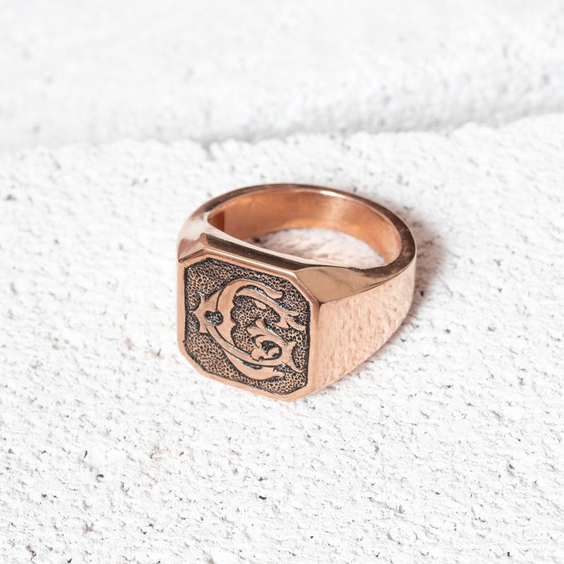 Custom Monogram Silver Ring Promise Ring for Him Etsy