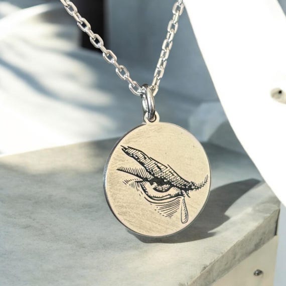 Lucifer's Tear Necklace, Personalized The Fallen Angel Pendant, Silver Eye Chain, Gold Artist Painter Pendant, Devil Necklace, Satan Pendant
