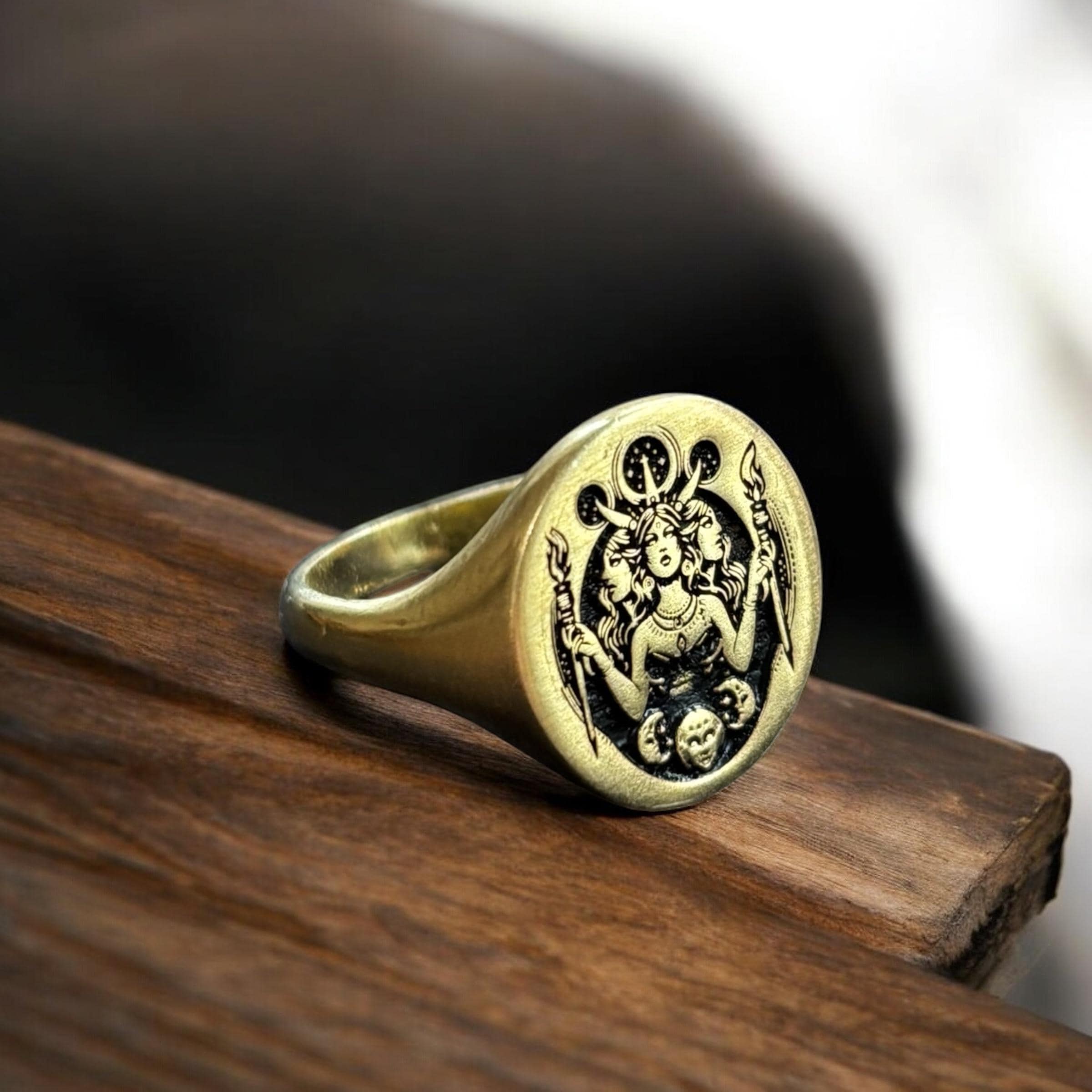 Bague Tête De Mort Grecque Déesse Vintage Homme - Amulette Hip Hop Punk Rock