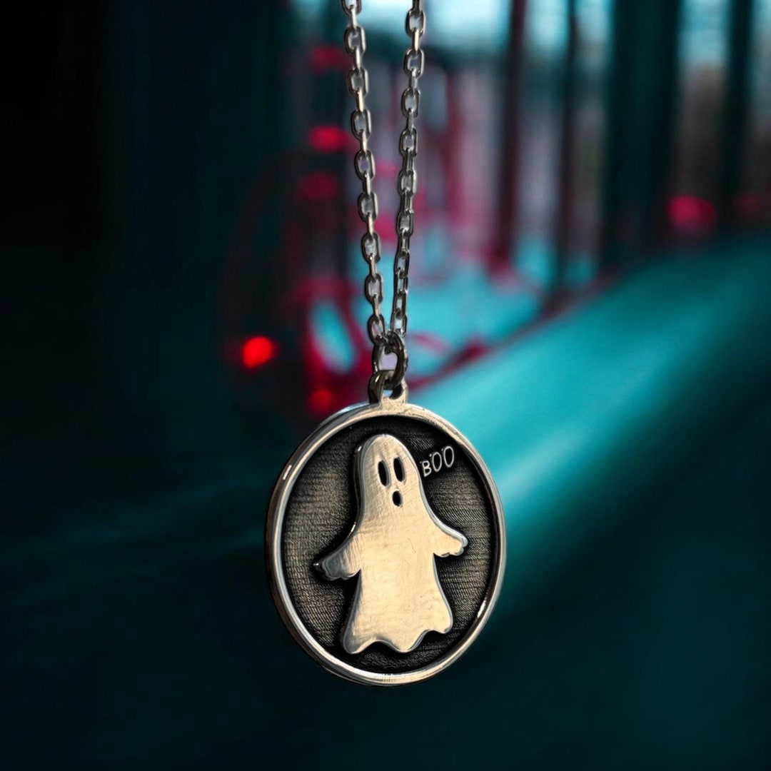 14k Gold Ghost Necklace, Silver Cute Little Pendant, Spooky Jewelry ...