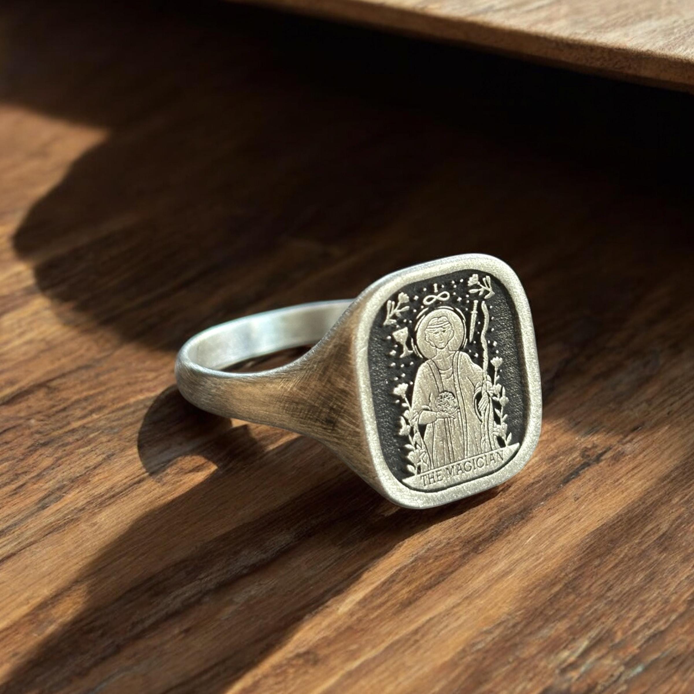 The Fool Ring, Tarot Card Signet Ring Women, Tarot Lover Pinky Ring Man ...