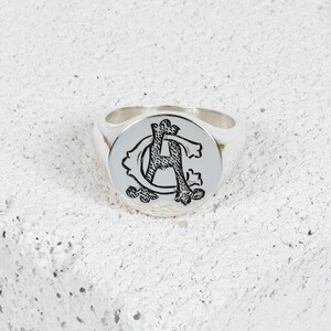 Anel de sinete de ouro - Anel de noivado personalizado - Anel masculino gravado Anel de sinete - Anel de monograma - Joias personalizadas - Anel de sinete - Joias de monograma