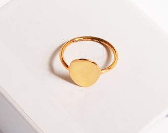 Custom Oval Thin Silver Signet Ring, Personalized Minimalist Dainty Gold Ring, Gift for Her, Rings for Women, Sister Gift, Girlfriend Gift