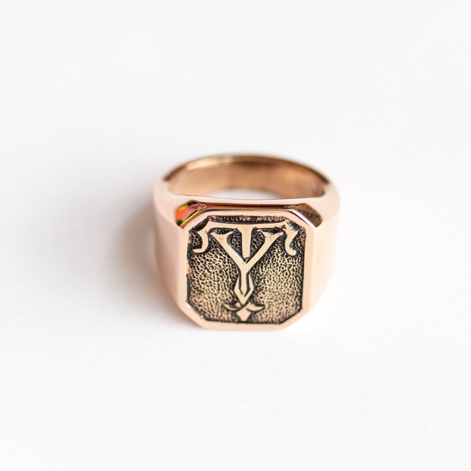 Custom Men's Monogram Signet Ring - Two Initials Personalized Silver ...