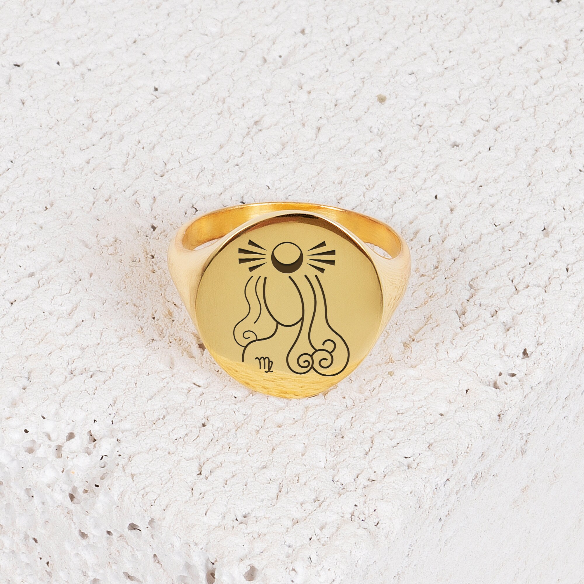 Zodiac Sign Signet Rings, Astrology Symbols Rings, Personalized ...