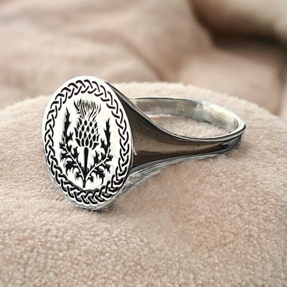 Bague Argent 925 Avec Chardon Écossais – Bijou Celtique Fait Main (Tailles 5 à 14)