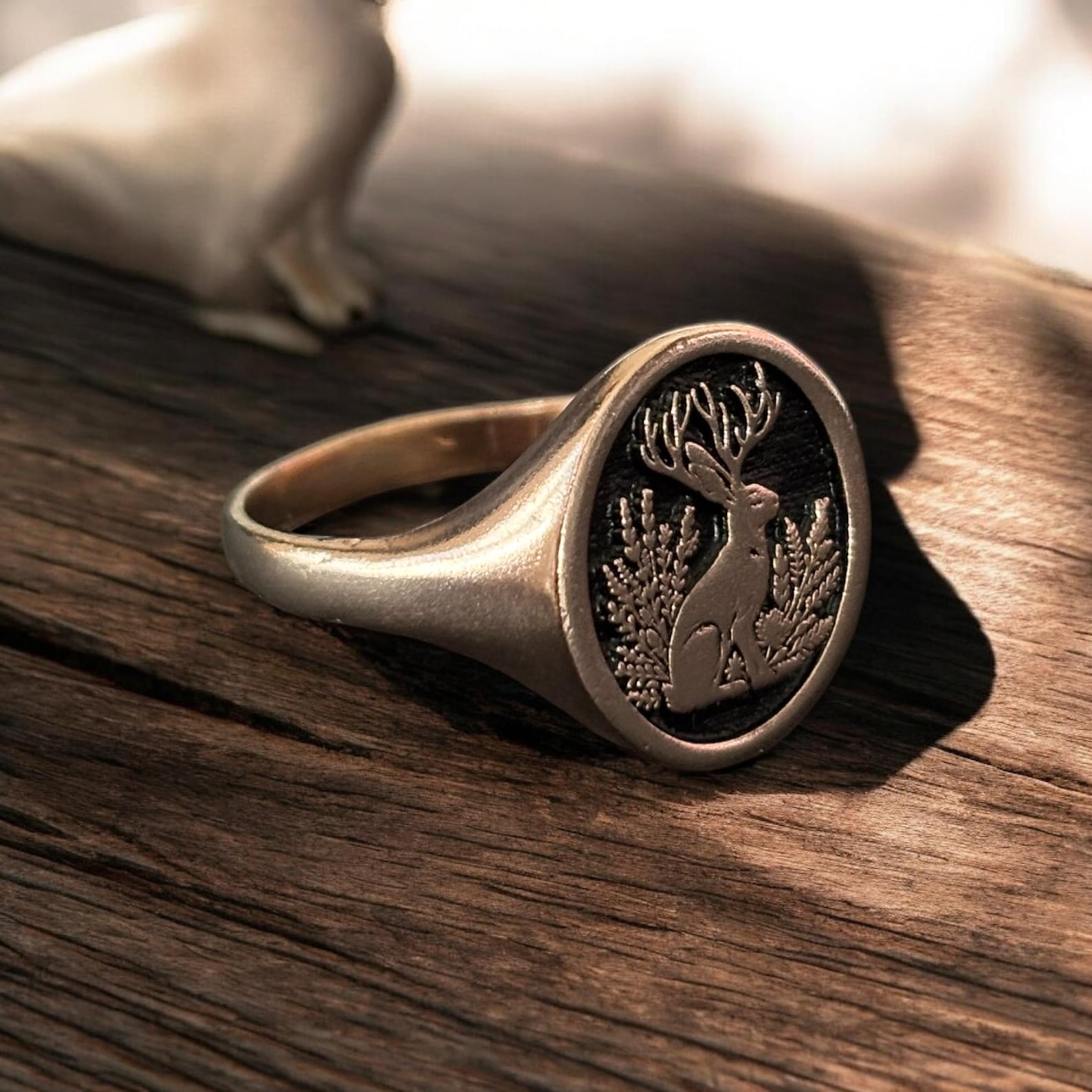 Jackalope Ring, Horned Rabbit Signet Ring Woman, Mythical Pinky Ring ...