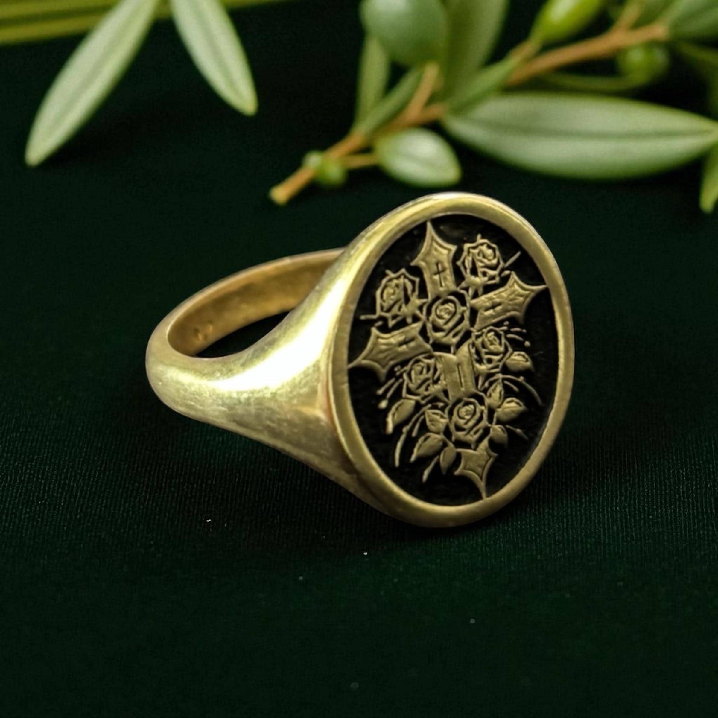 Rose Croix Ring, Rosicrucian Cross Signet Ring Woman, Spiritual