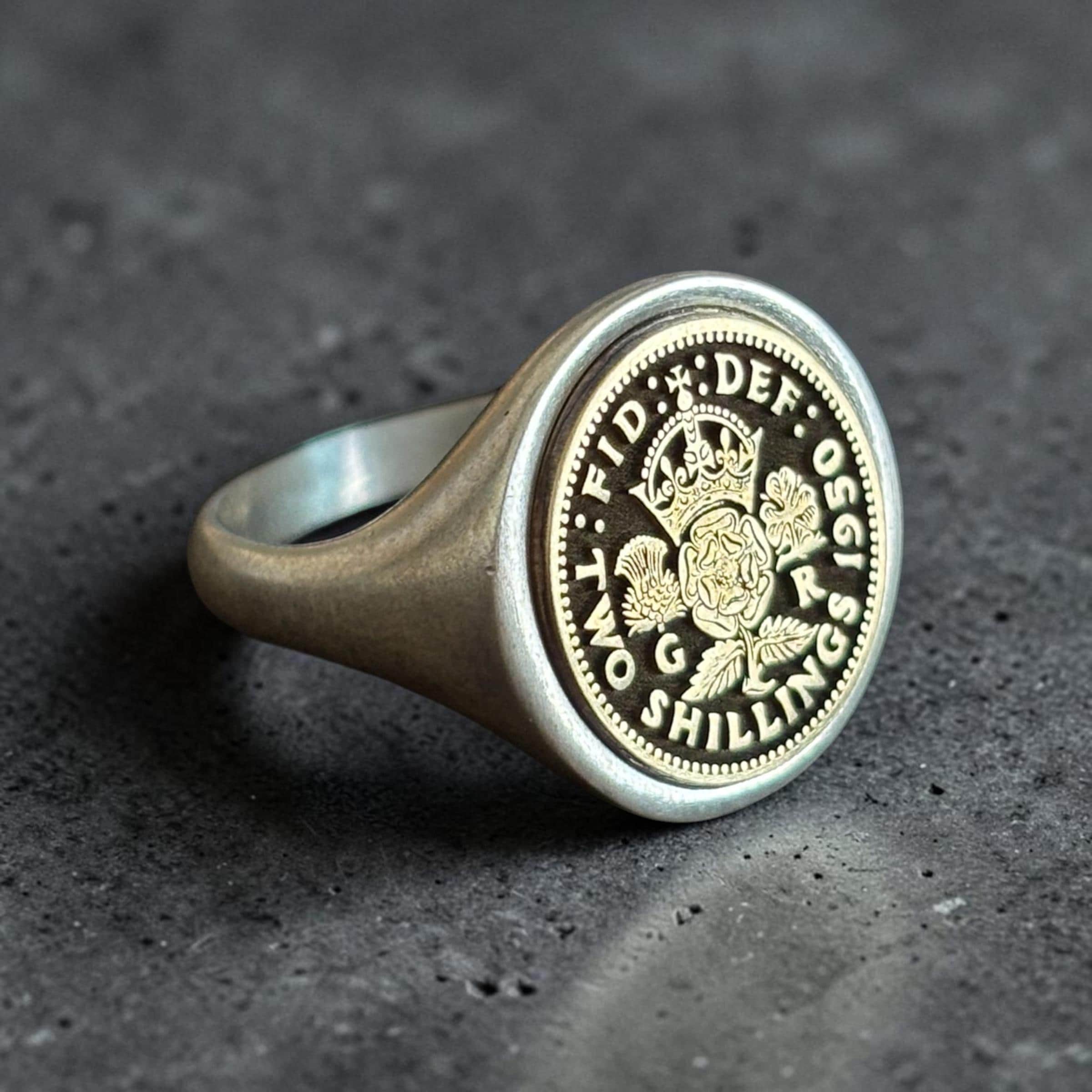 イギリス銀貨の指輪/TWO SHILLINGSリング☆ピアス,チャーム付き Two shilling coin - Etsy 日本
