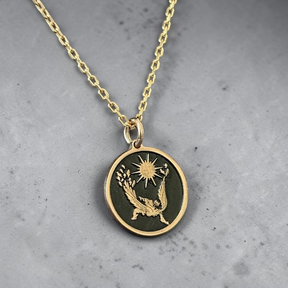 14k Gold Icarus Necklace, Silver Fallen Angel Pendant, Greek Mythology Sun Jewelry, Mystical Wing Chain, Birthday Gift for Her, Gift for Him