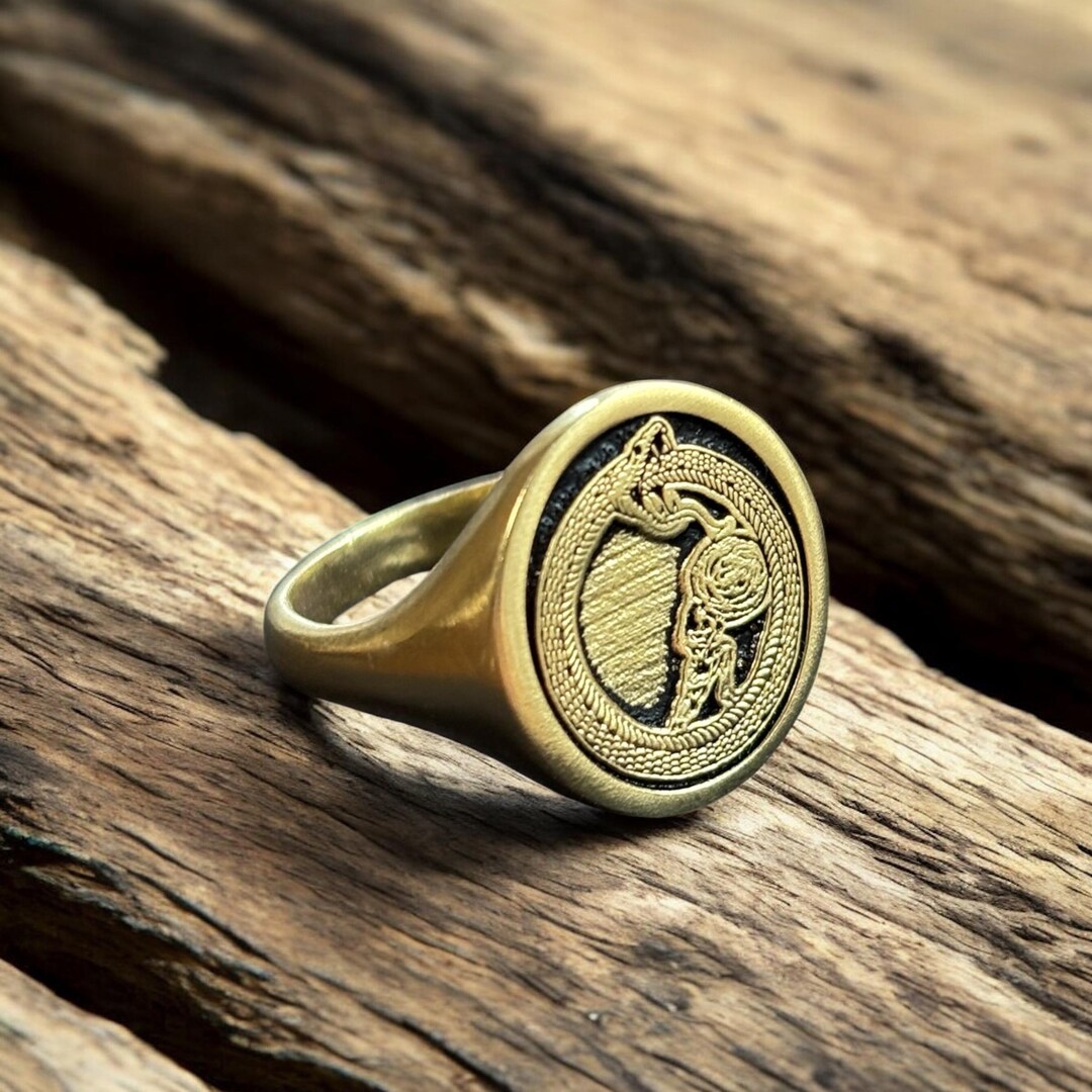 Ouroboros Ring, Sisyphus Signet Ring Woman, Snake Jewelry, Serpent