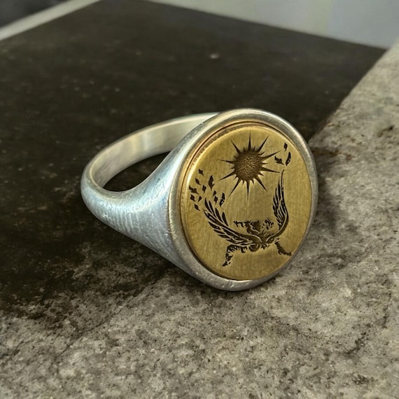 Icarus Ring, Fallen Angel Signet Ring Woman, Greek Mythology Jewelry, Mystical Pinky Ring Men, Birthday Sun Gift for Him, Wing Gift for Her